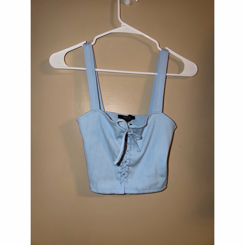 Forever 21 Sky Blue Lace-Up Crop Top